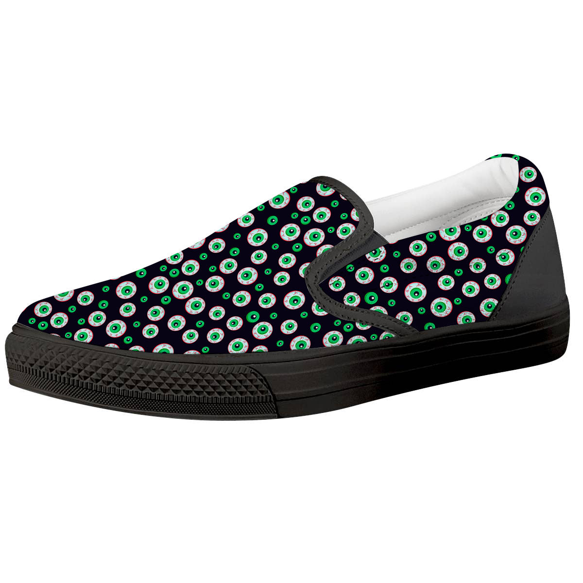 Eyeball Creepy Print Pattern Black Slip On Shoes-grizzshop