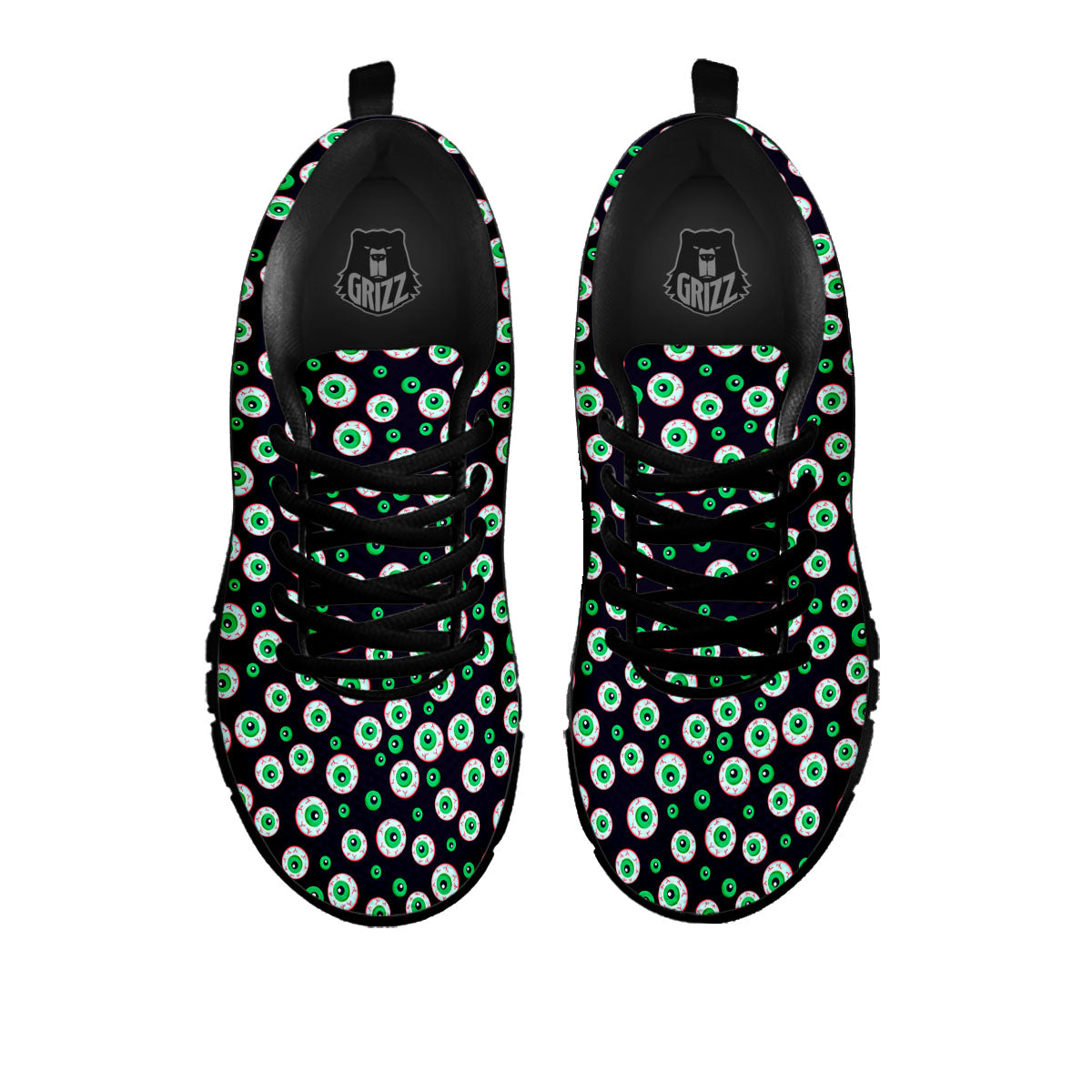 Eyeball Creepy Print Pattern Black Sneaker-grizzshop