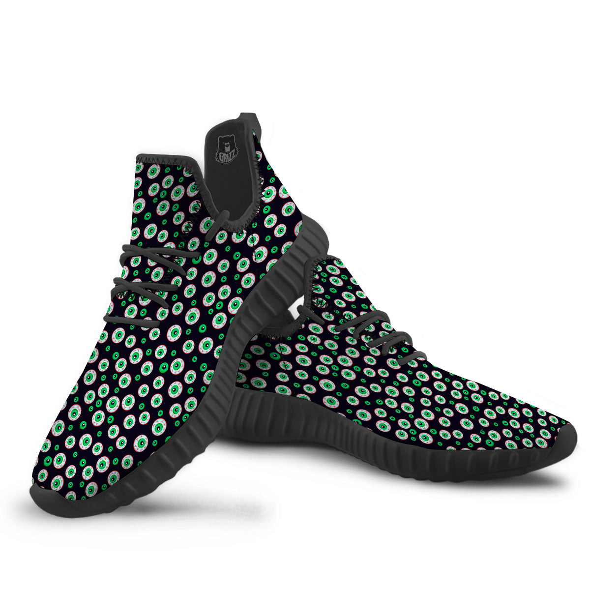 Eyeball Creepy Print Pattern Black Walking Shoes-grizzshop