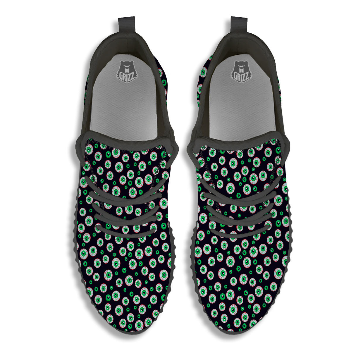 Eyeball Creepy Print Pattern Black Walking Shoes-grizzshop