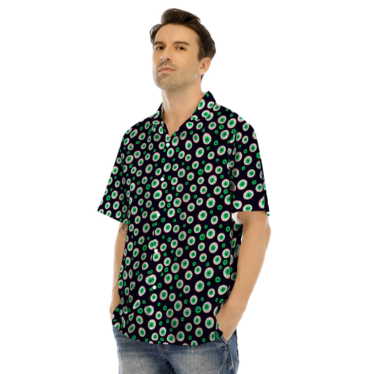 Eyeball Creepy Print Pattern Men's Hawaiian Shirt-grizzshop