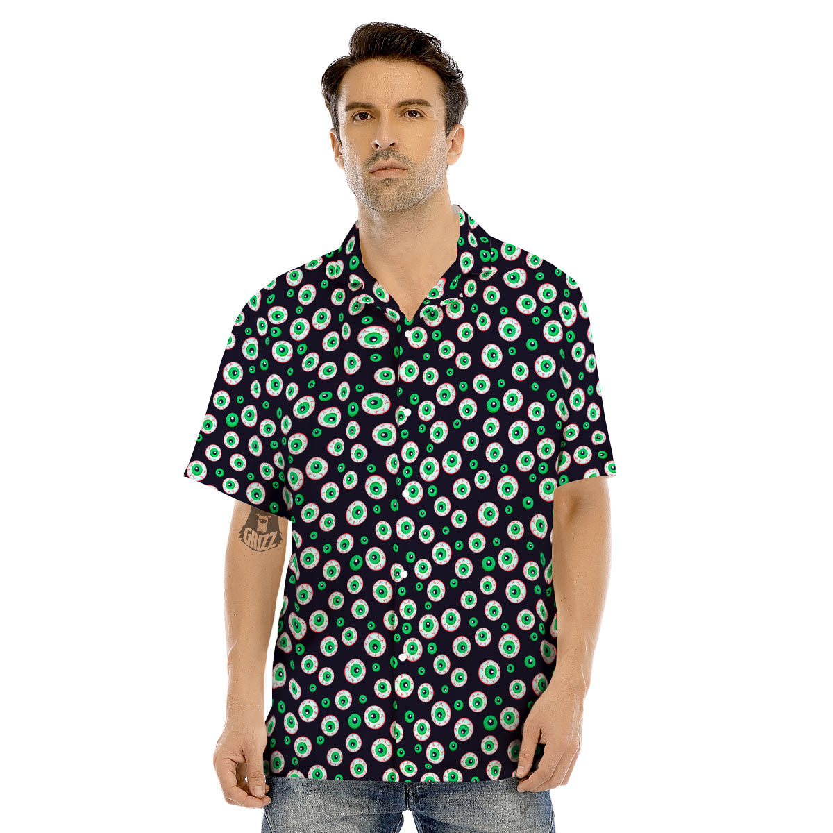 Eyeball Creepy Print Pattern Men's Hawaiian Shirt-grizzshop
