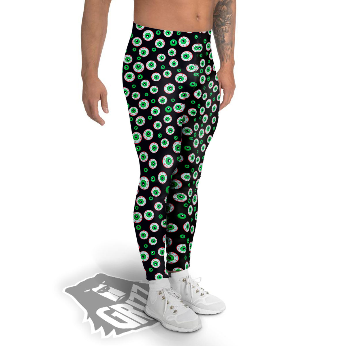 Eyeball Creepy Print Pattern Men's Leggings-grizzshop