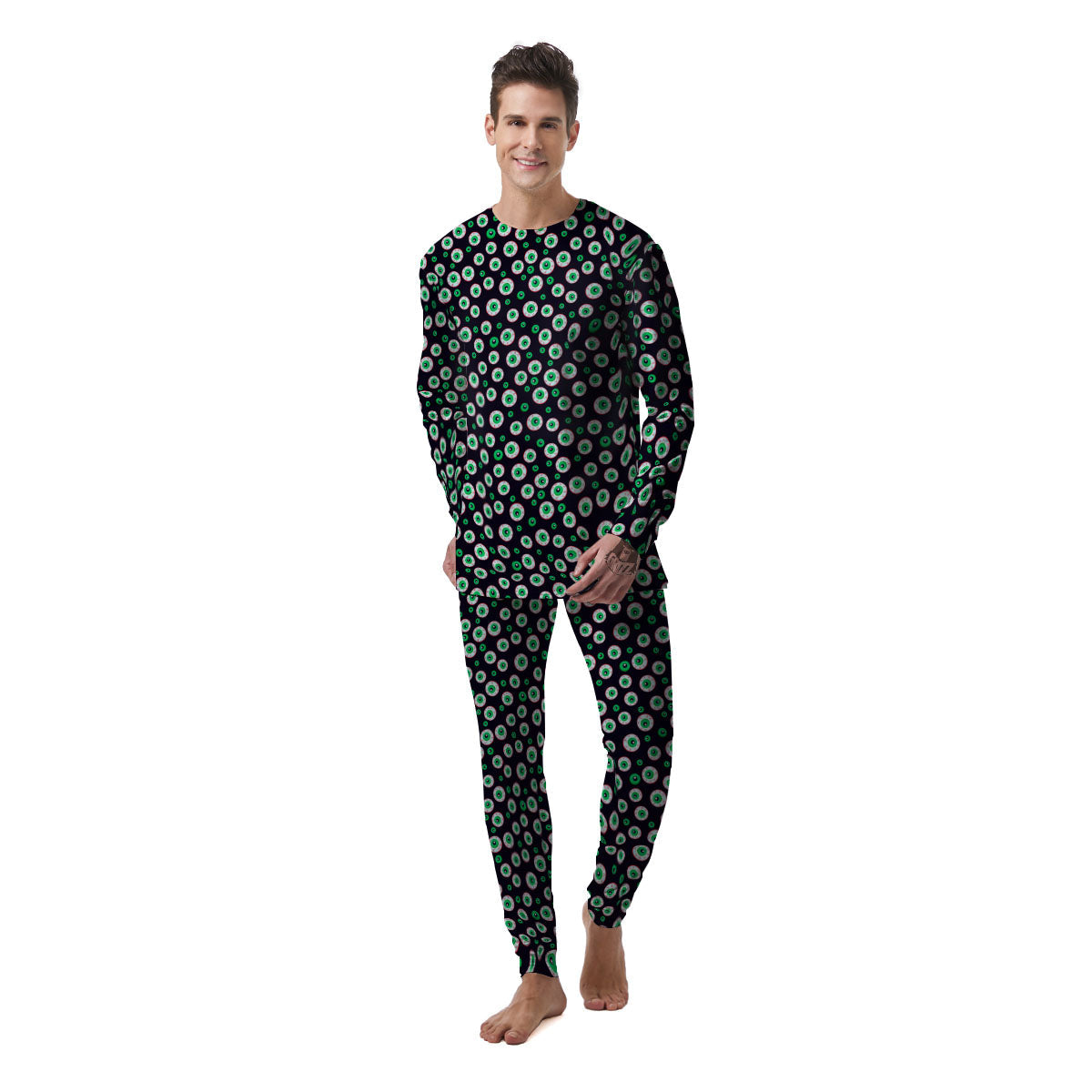 Eyeball Creepy Print Pattern Men's Pajamas-grizzshop