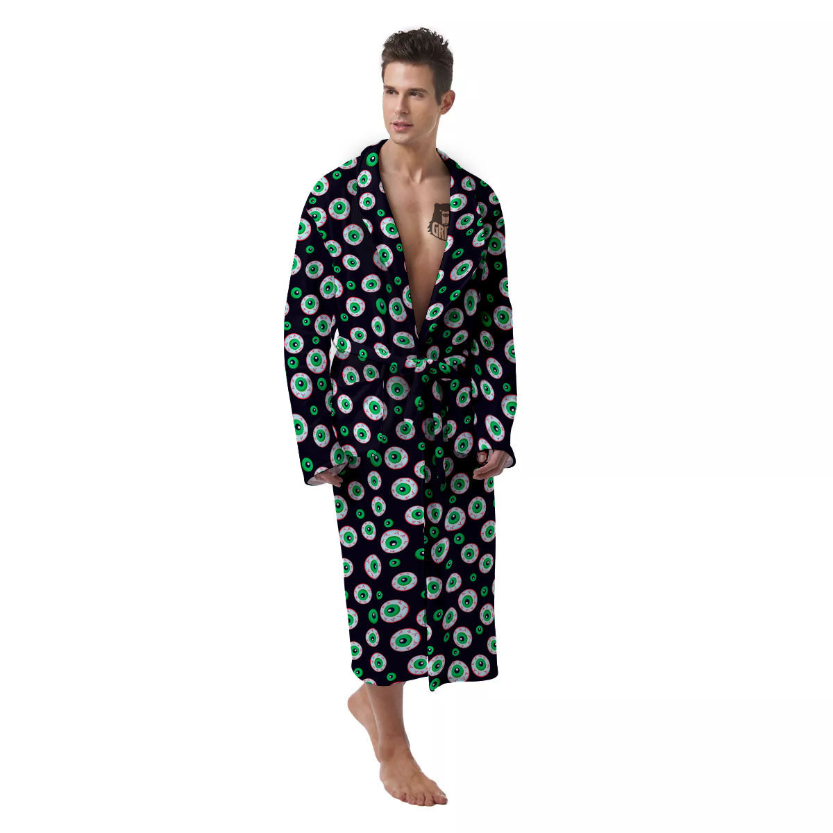 Eyeball Creepy Print Pattern Men's Robe-grizzshop