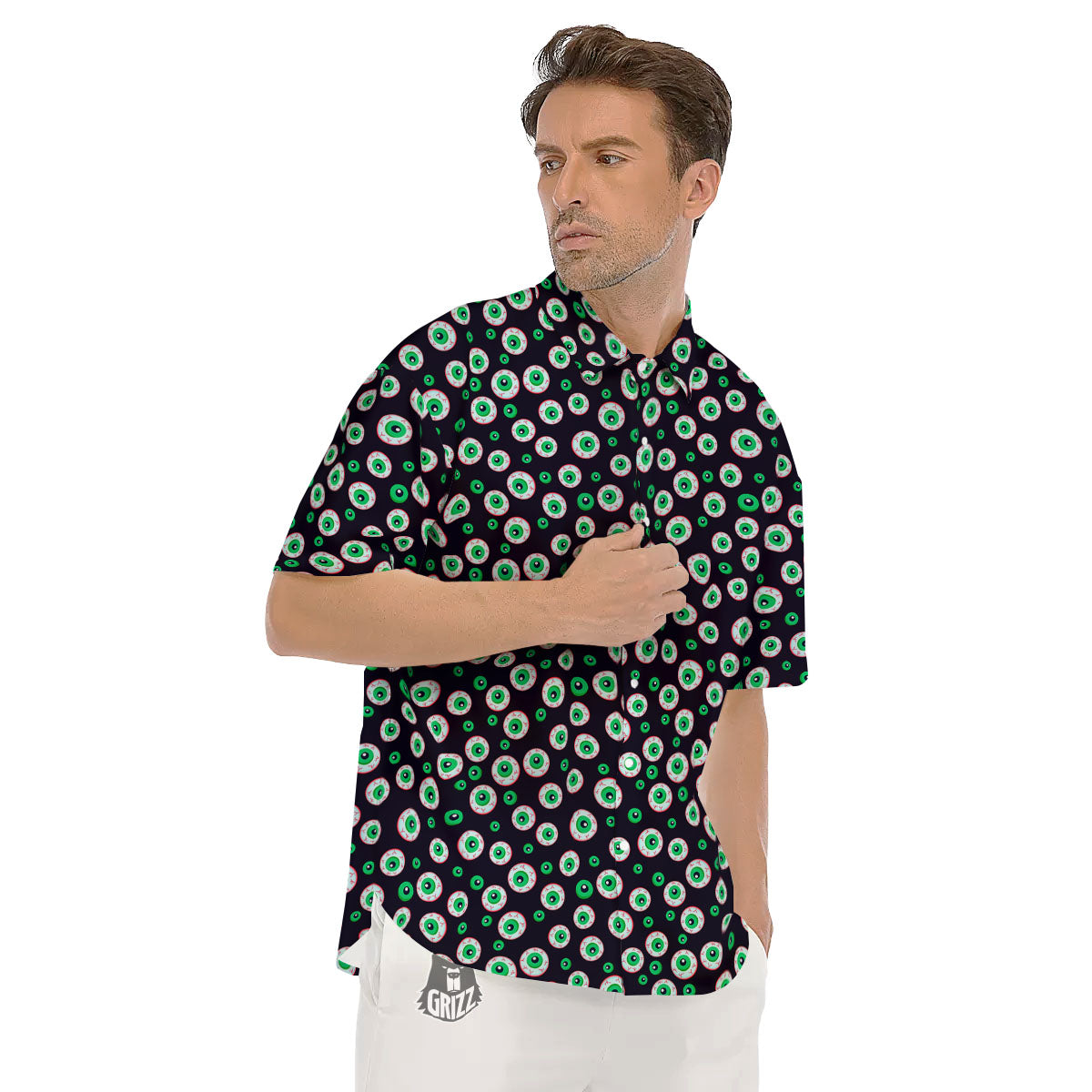 Eyeball Creepy Print Pattern Men's Short Sleeve Shirts-grizzshop