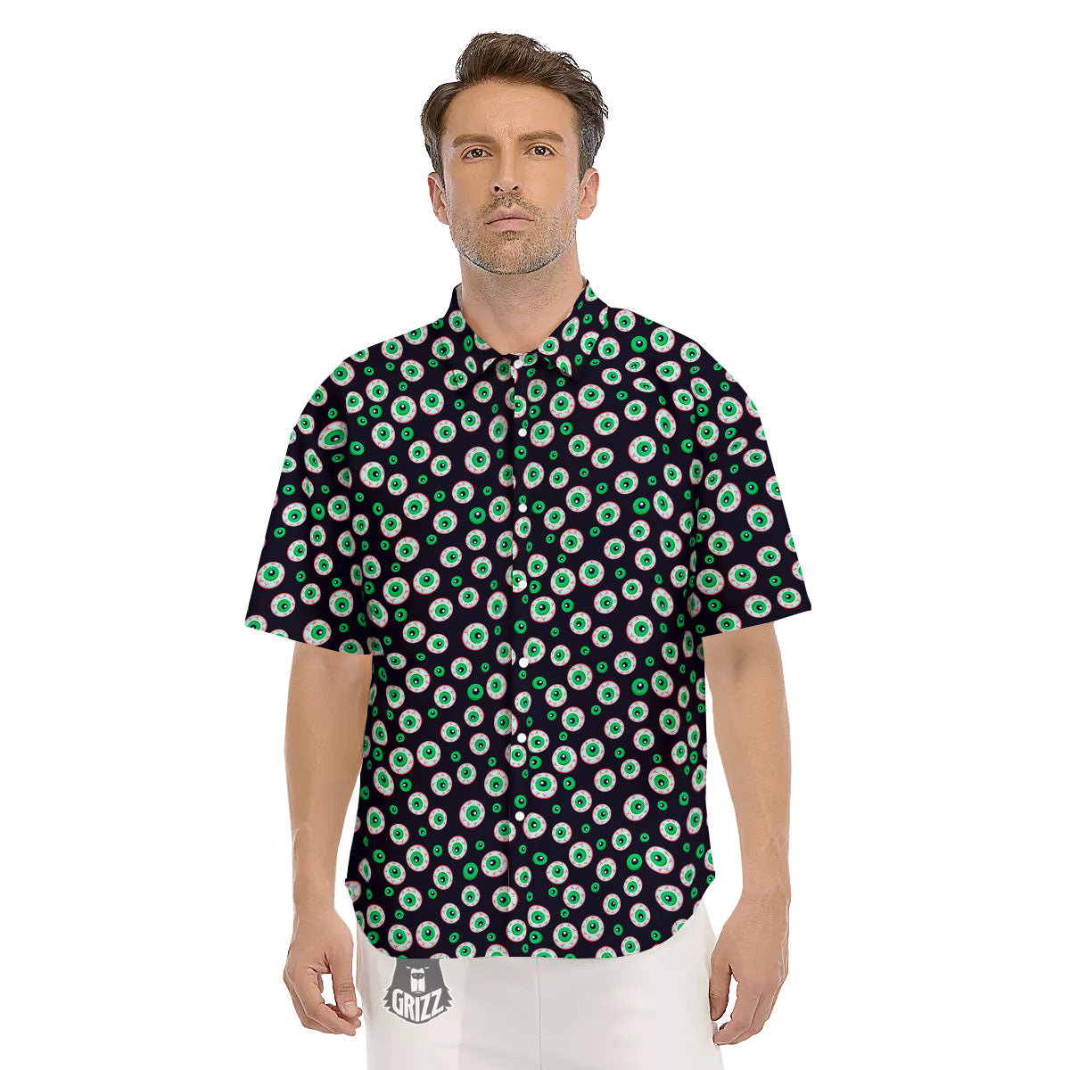 Eyeball Creepy Print Pattern Men's Short Sleeve Shirts-grizzshop