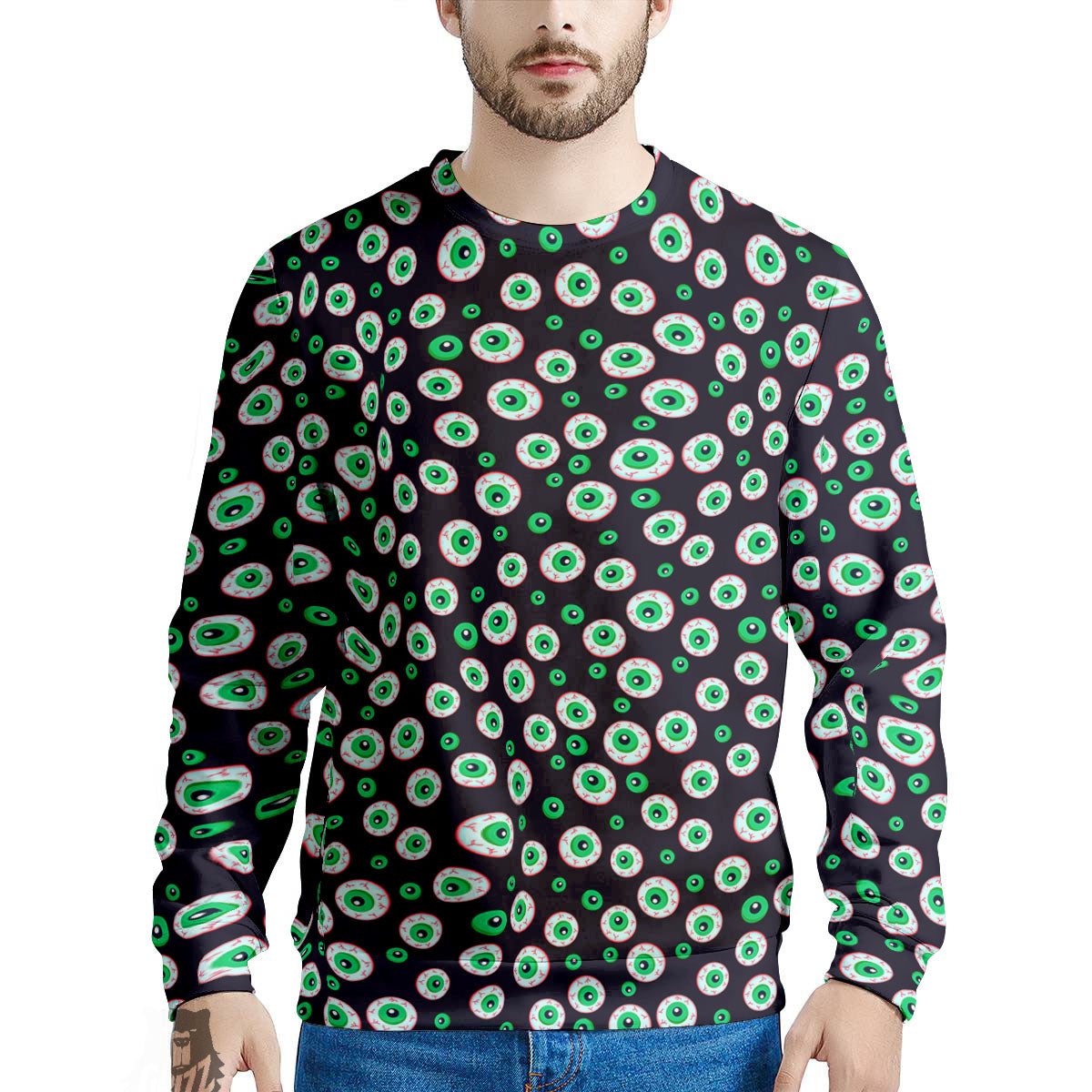 Eyeball Creepy Print Pattern Men's Sweatshirt-grizzshop