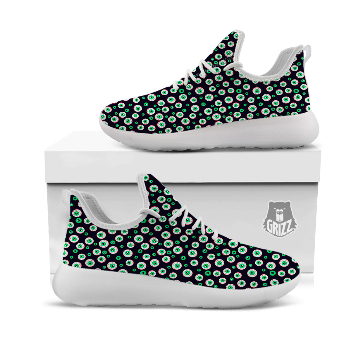 Eyeball Creepy Print Pattern White Athletic Shoes-grizzshop