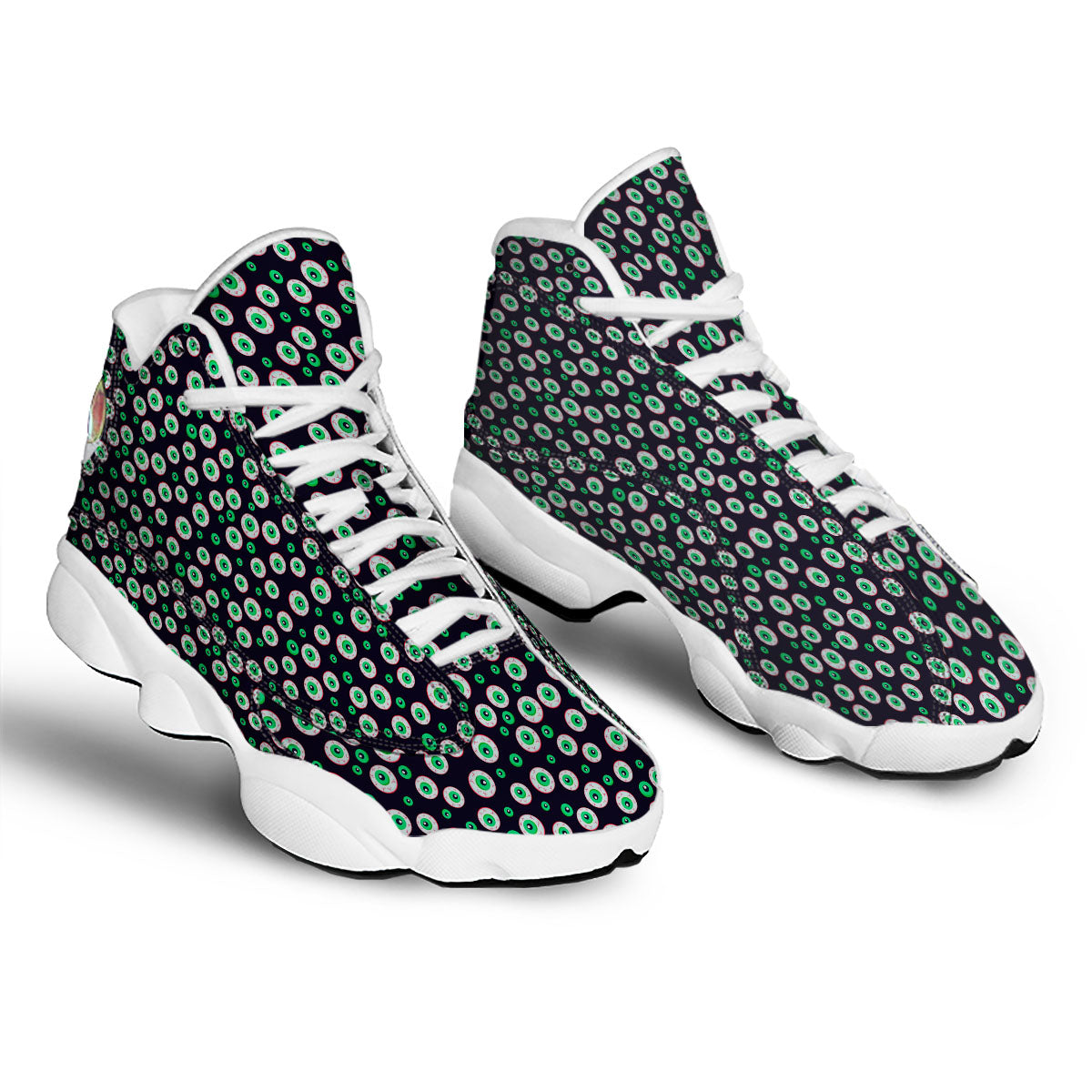 Eyeball Creepy Print Pattern White Basketball Shoes-grizzshop