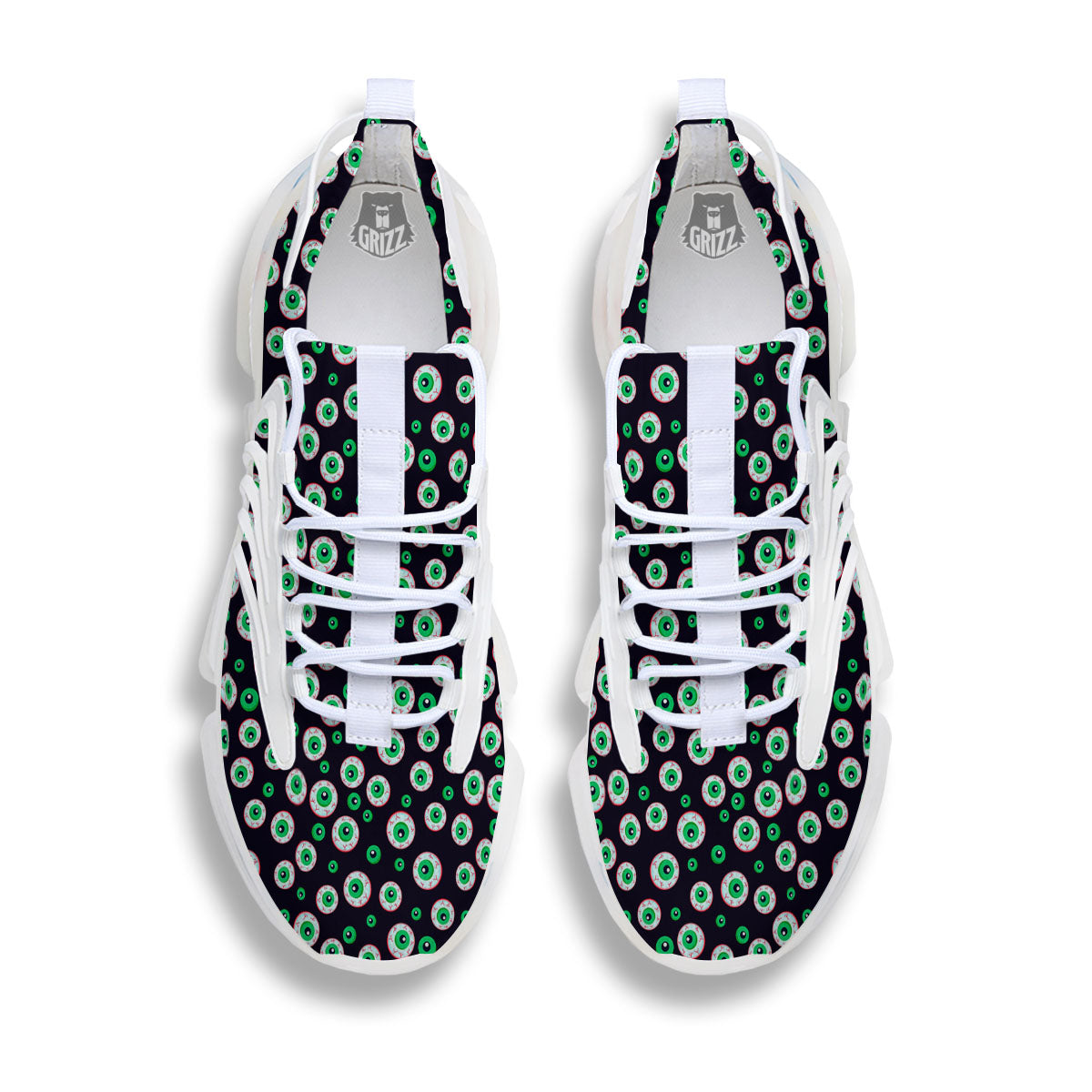 Eyeball Creepy Print Pattern White Gym Shoes-grizzshop
