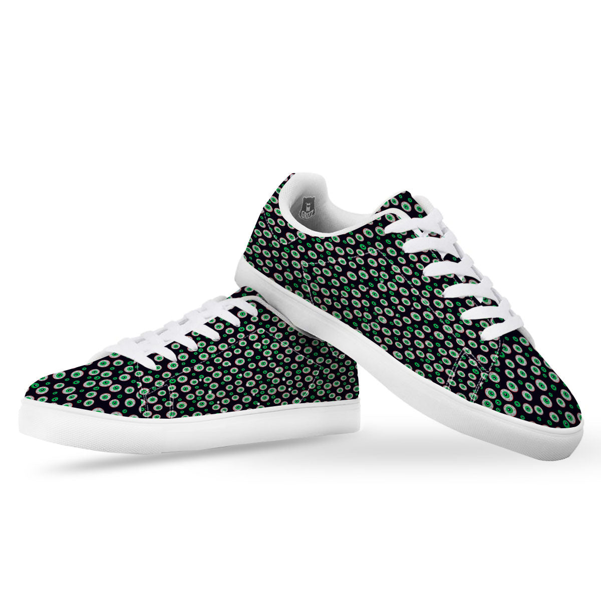Eyeball Creepy Print Pattern White Low Top Sneakers-grizzshop