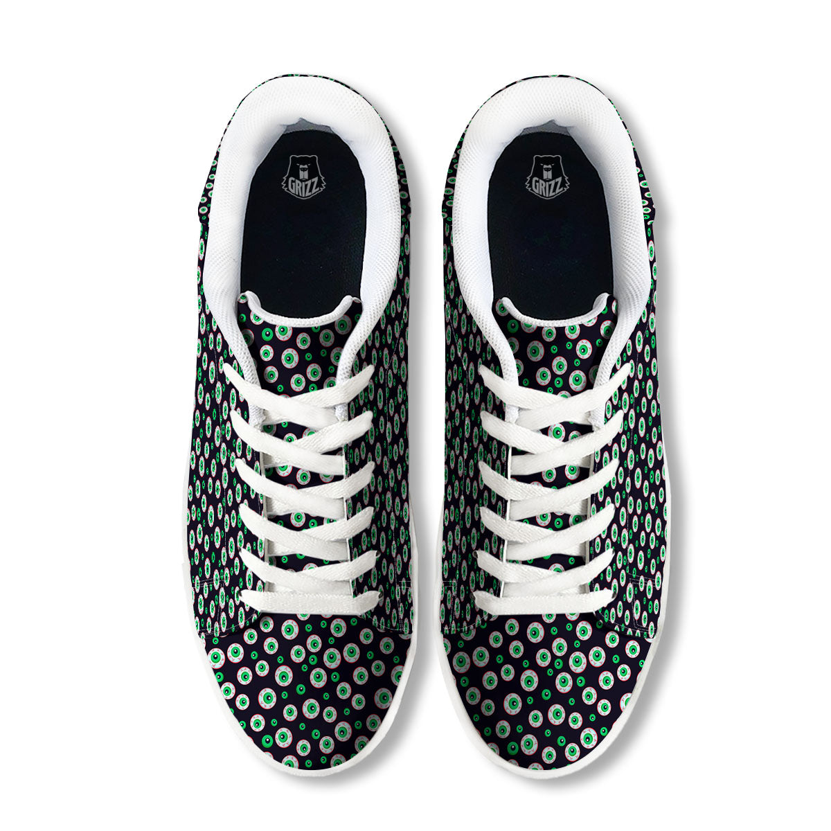 Eyeball Creepy Print Pattern White Low Top Sneakers-grizzshop