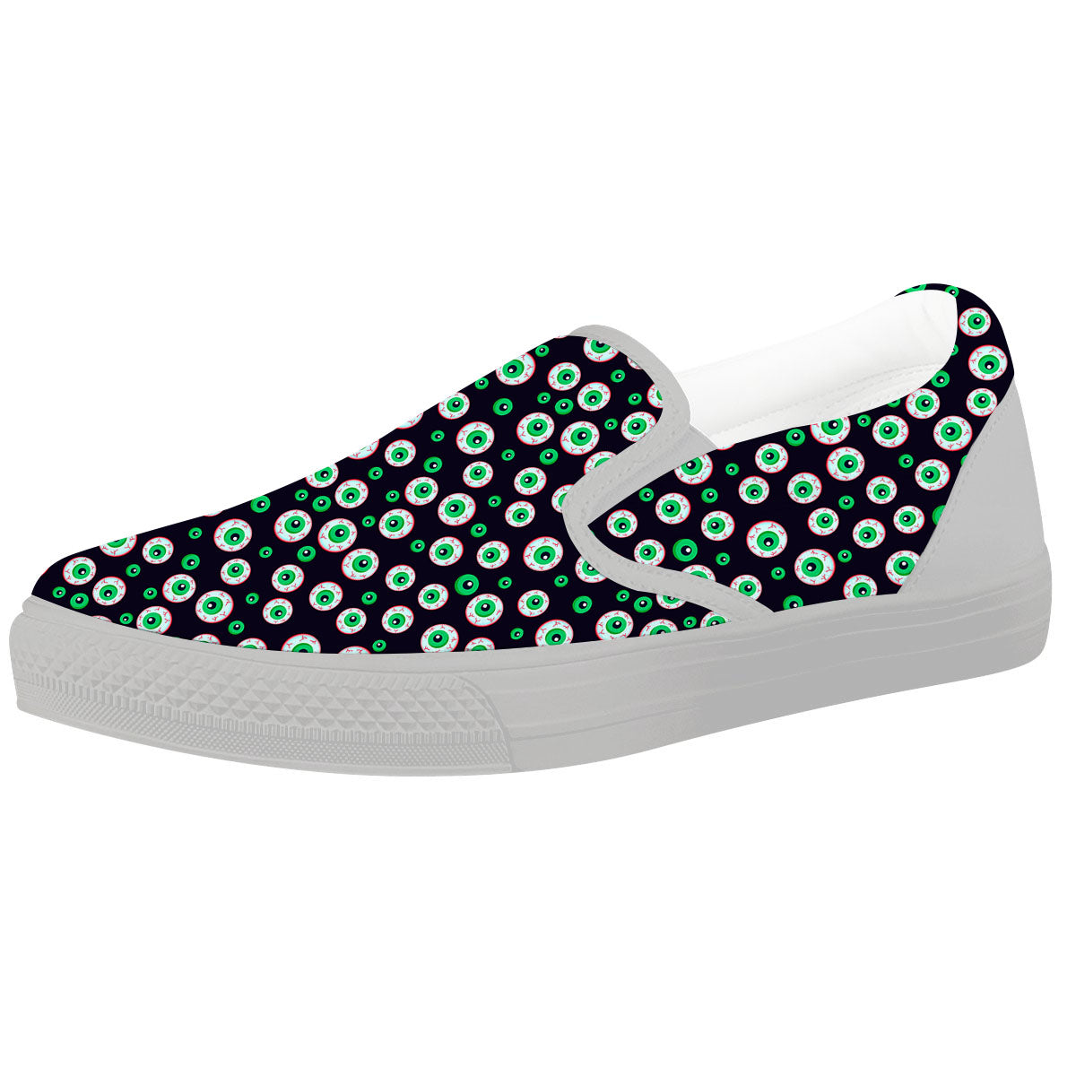Eyeball Creepy Print Pattern White Slip On Shoes-grizzshop