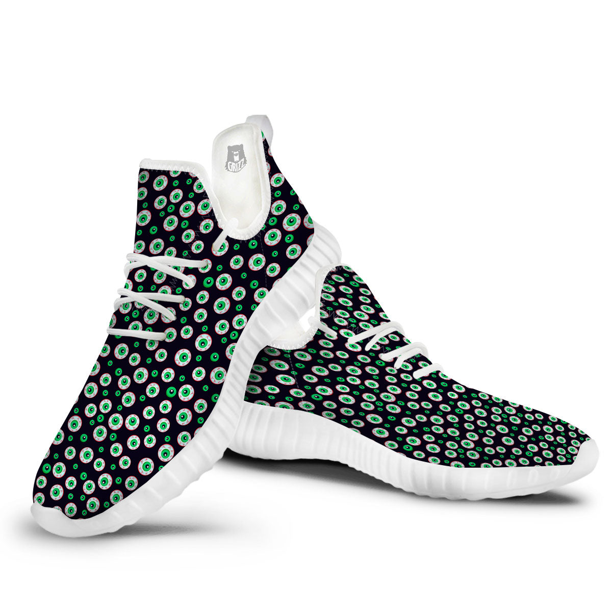 Eyeball Creepy Print Pattern White Walking Shoes-grizzshop