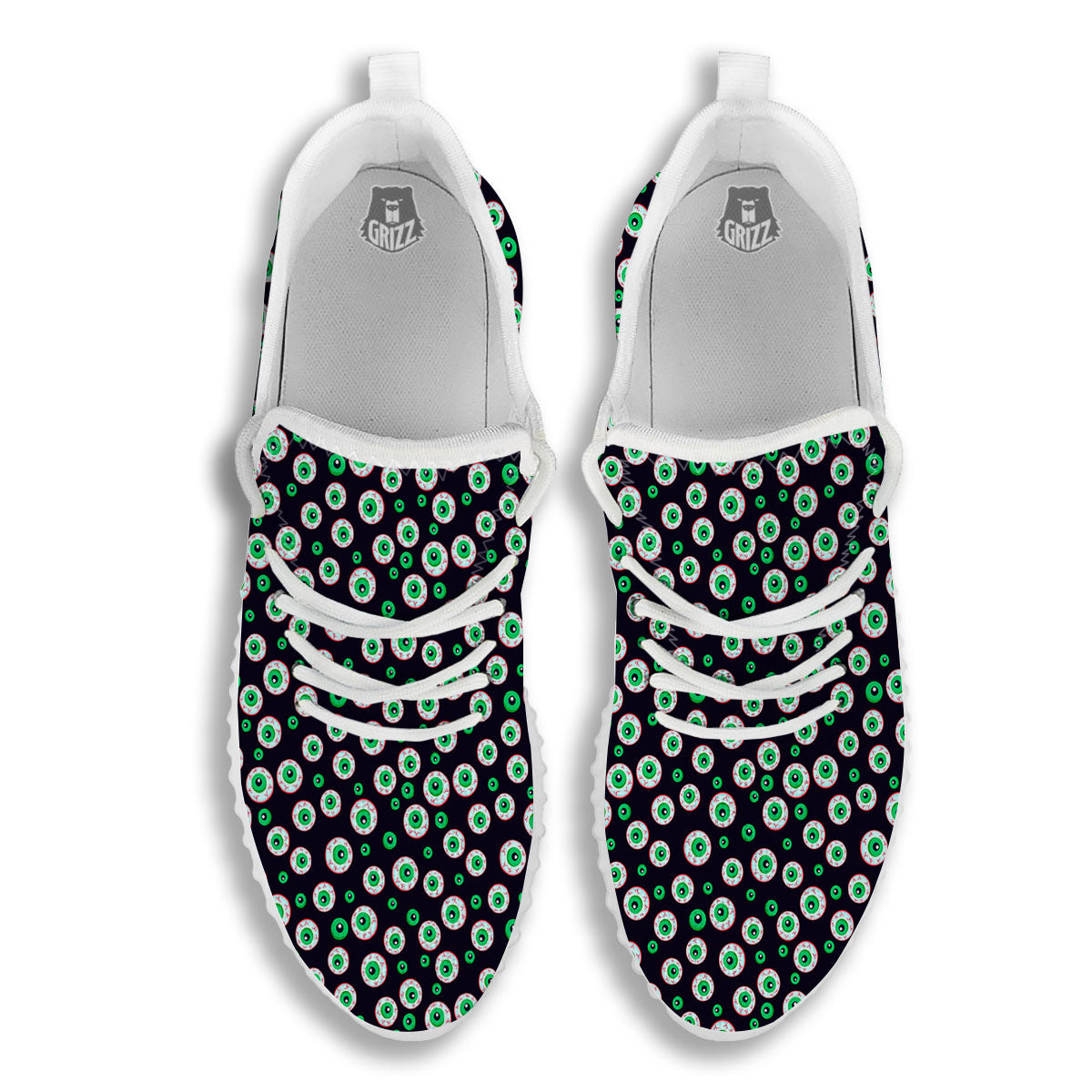 Eyeball Creepy Print Pattern White Walking Shoes-grizzshop