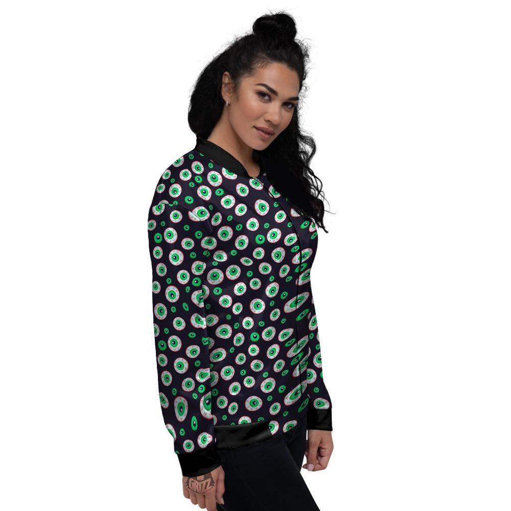 Eyeball Creepy Print Pattern Women's Bomber Jacket-grizzshop