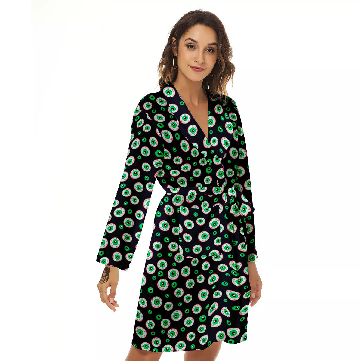Eyeball Creepy Print Pattern Women's Robe-grizzshop