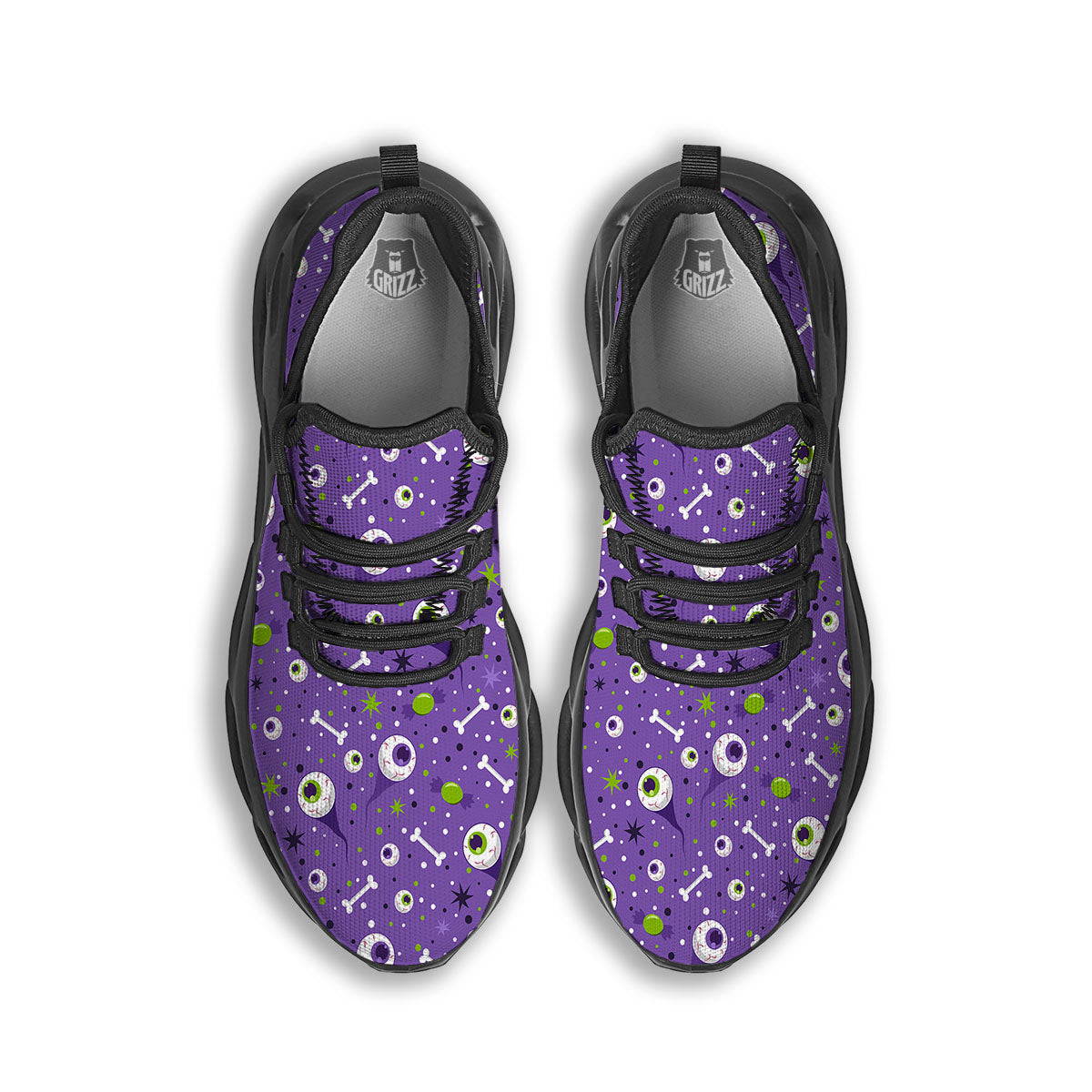 Eyeball Halloween Print Pattern Black Running Shoes-grizzshop