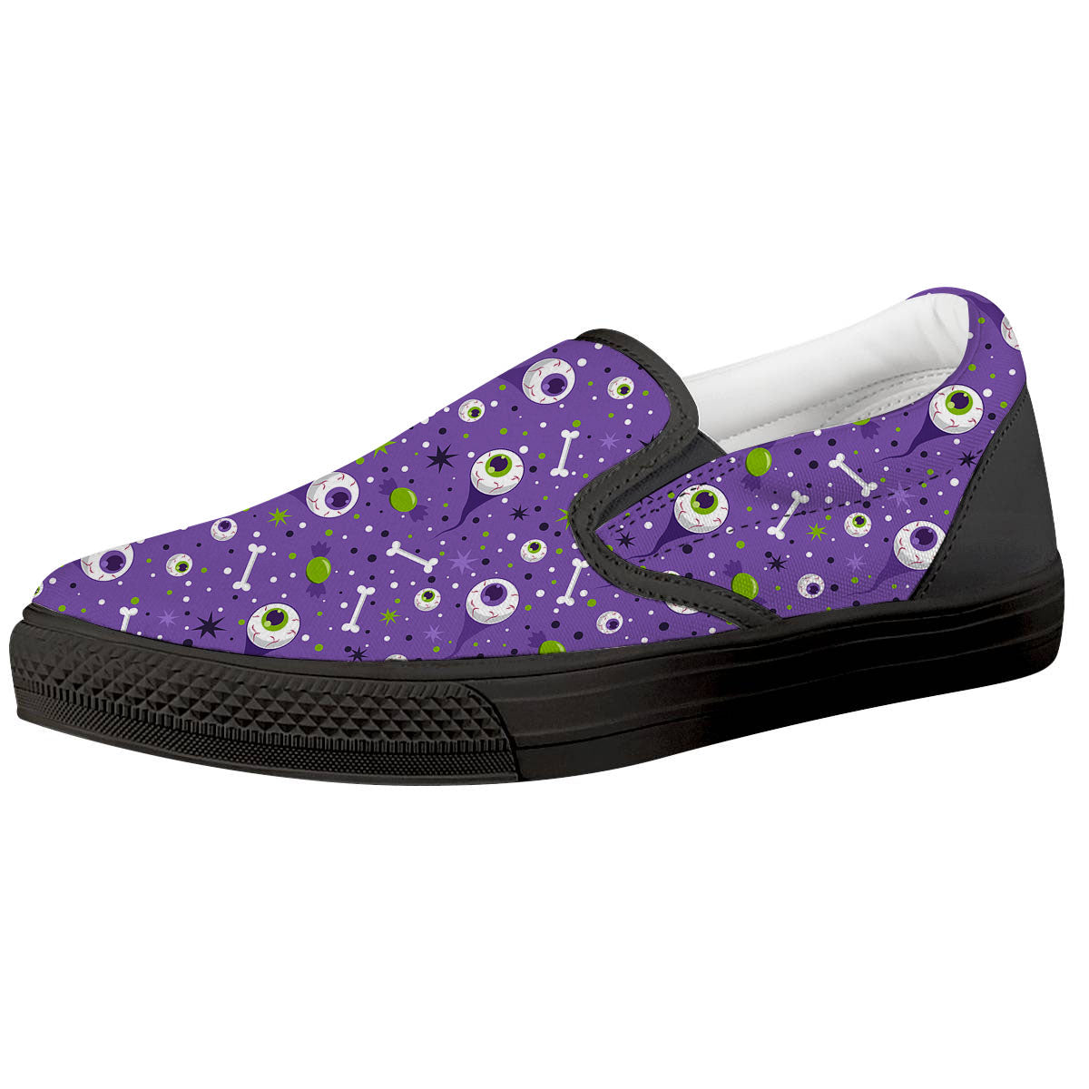 Eyeball Halloween Print Pattern Black Slip On Shoes-grizzshop