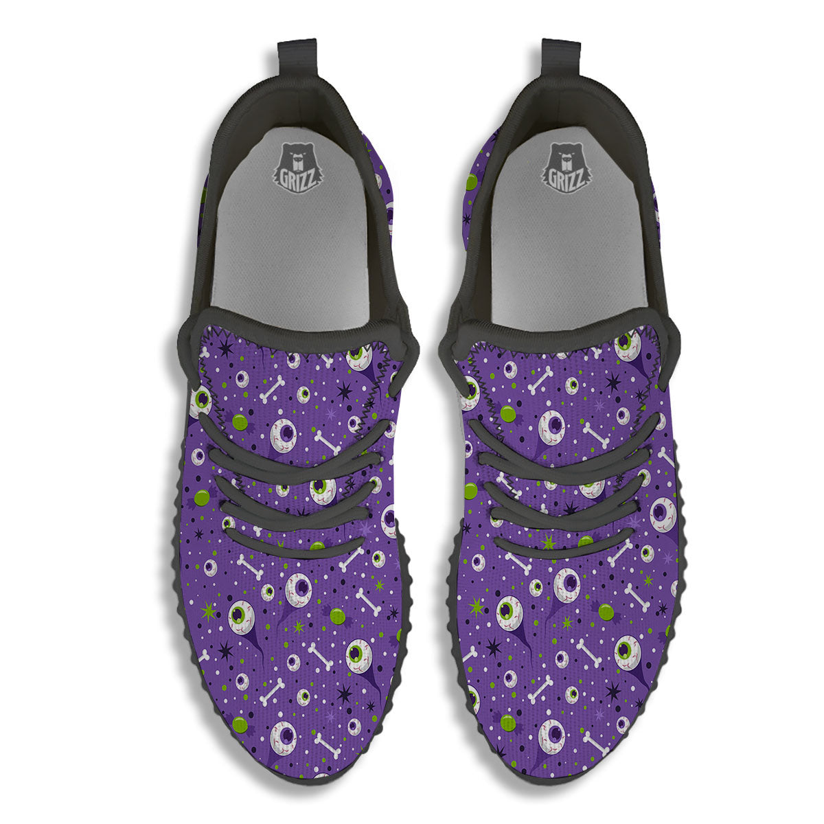 Eyeball Halloween Print Pattern Black Walking Shoes-grizzshop