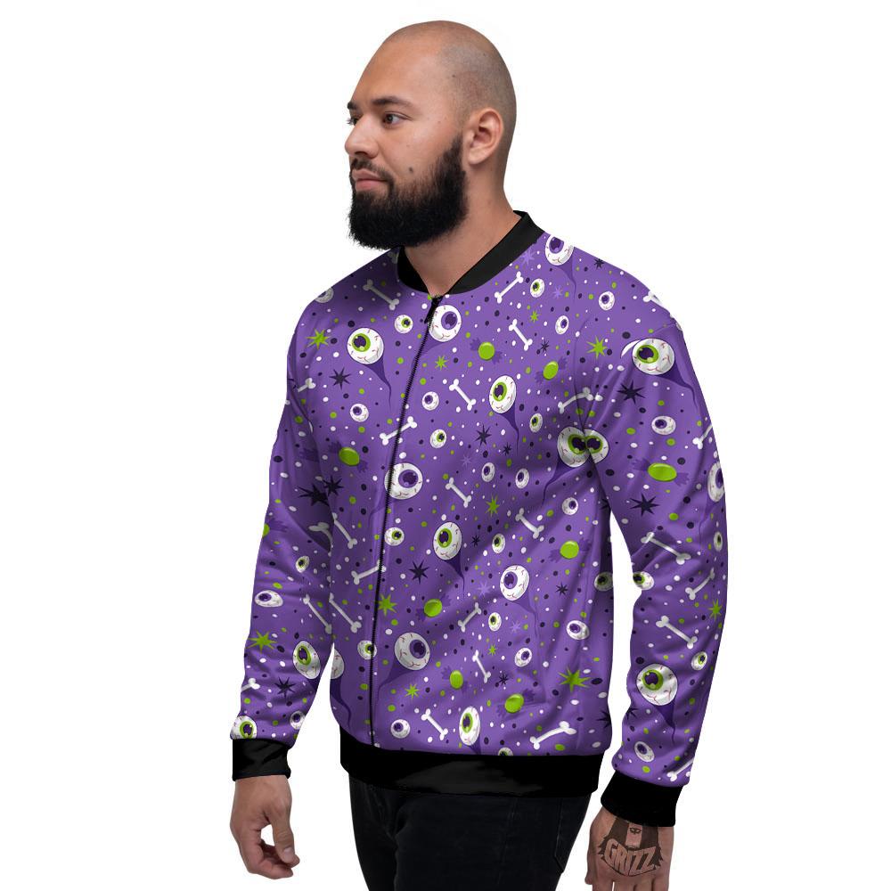 Eyeball Halloween Print Pattern Men's Bomber Jacket-grizzshop