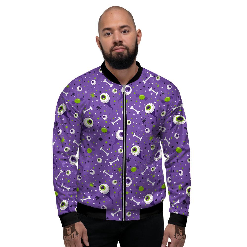 Eyeball Halloween Print Pattern Men's Bomber Jacket-grizzshop
