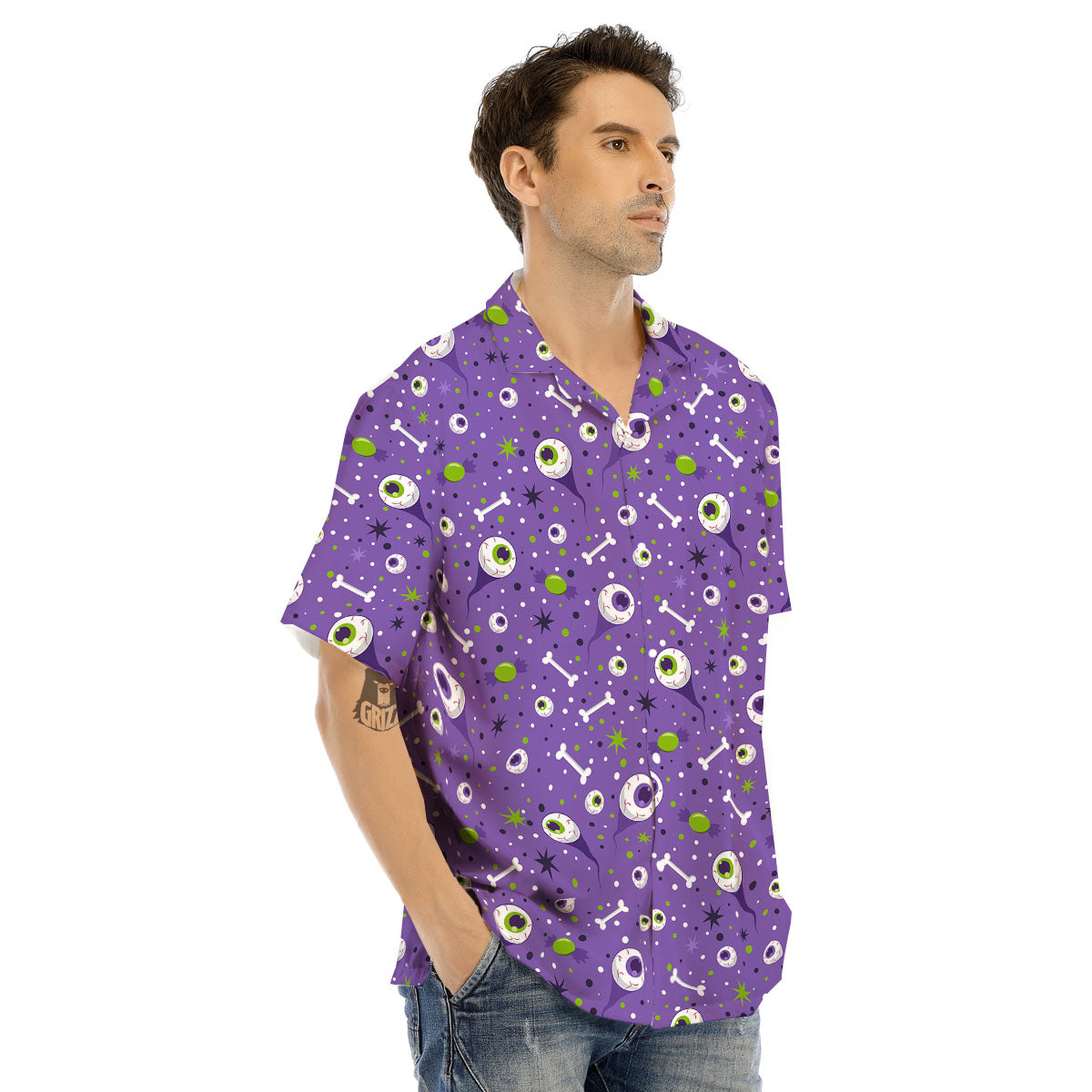 Eyeball Halloween Print Pattern Men's Hawaiian Shirt-grizzshop