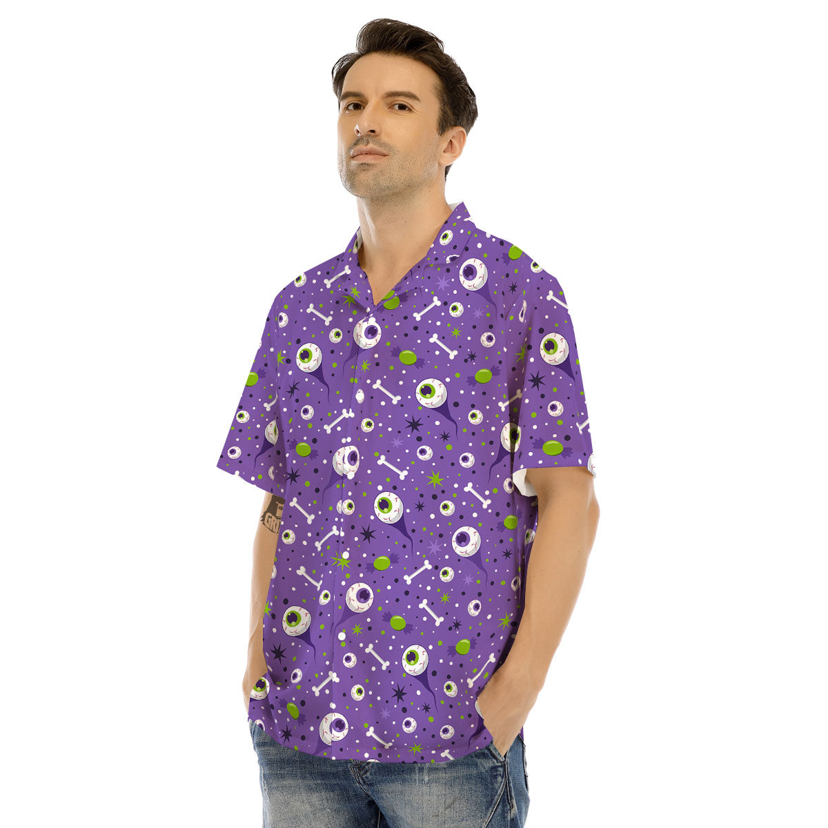 Eyeball Halloween Print Pattern Men's Hawaiian Shirt-grizzshop