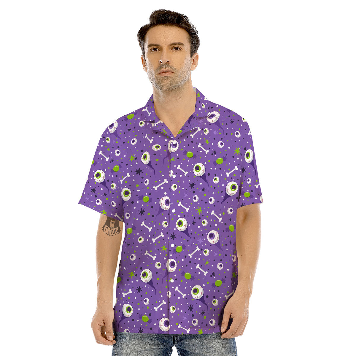 Eyeball Halloween Print Pattern Men's Hawaiian Shirt-grizzshop