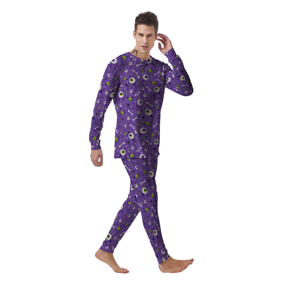Eyeball Halloween Print Pattern Men's Pajamas-grizzshop