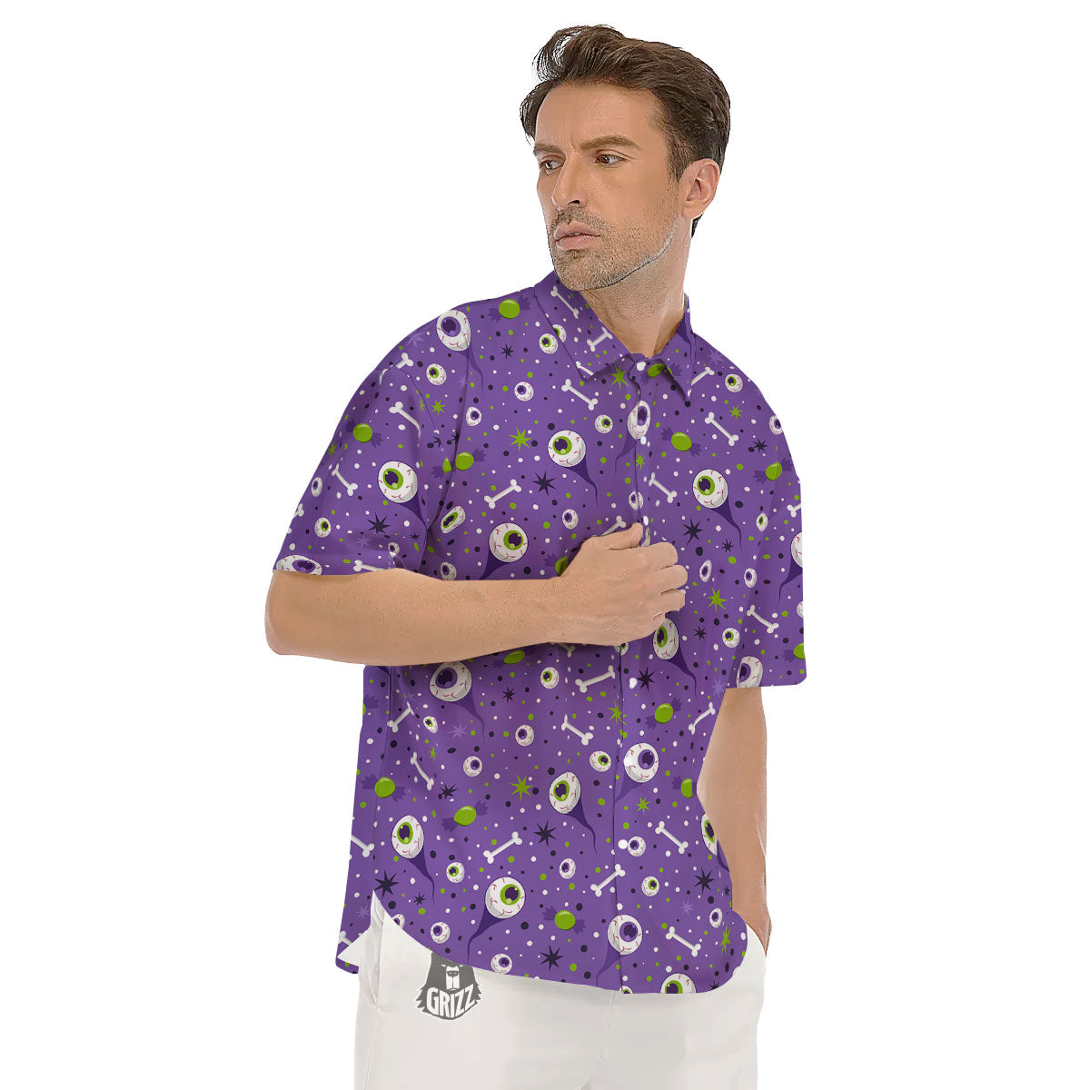 Eyeball Halloween Print Pattern Men's Short Sleeve Shirts-grizzshop