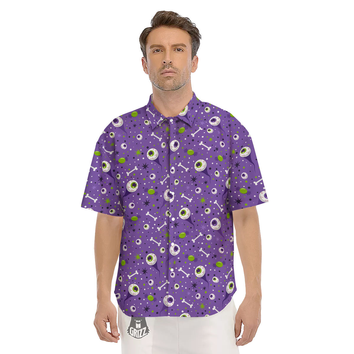 Eyeball Halloween Print Pattern Men's Short Sleeve Shirts-grizzshop