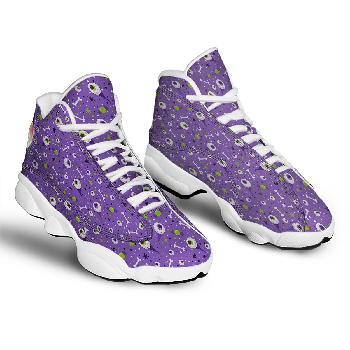 Eyeball Halloween Print Pattern White Basketball Shoes-grizzshop