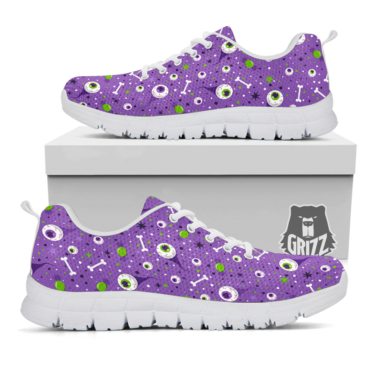 Eyeball Halloween Print Pattern White Sneaker-grizzshop