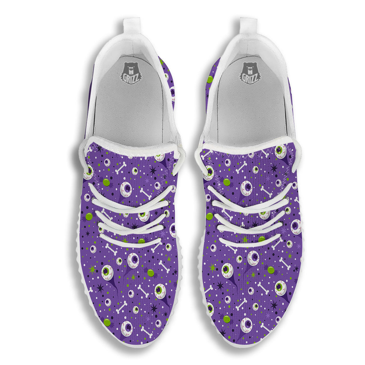 Eyeball Halloween Print Pattern White Walking Shoes-grizzshop