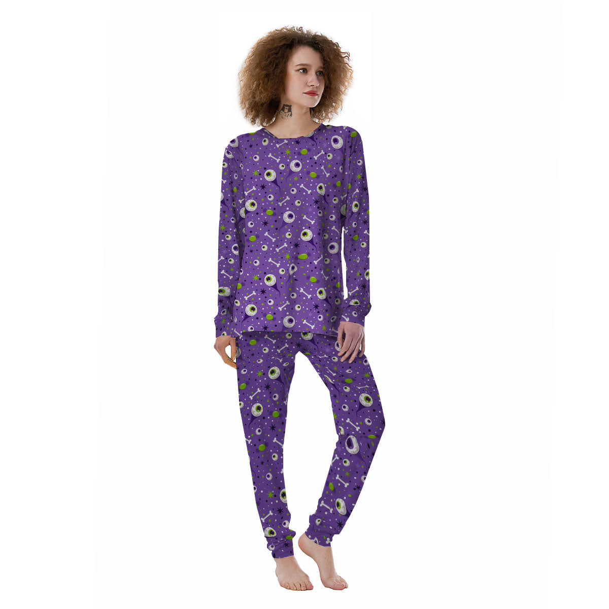 Eyeball Halloween Print Pattern Women's Pajamas-grizzshop