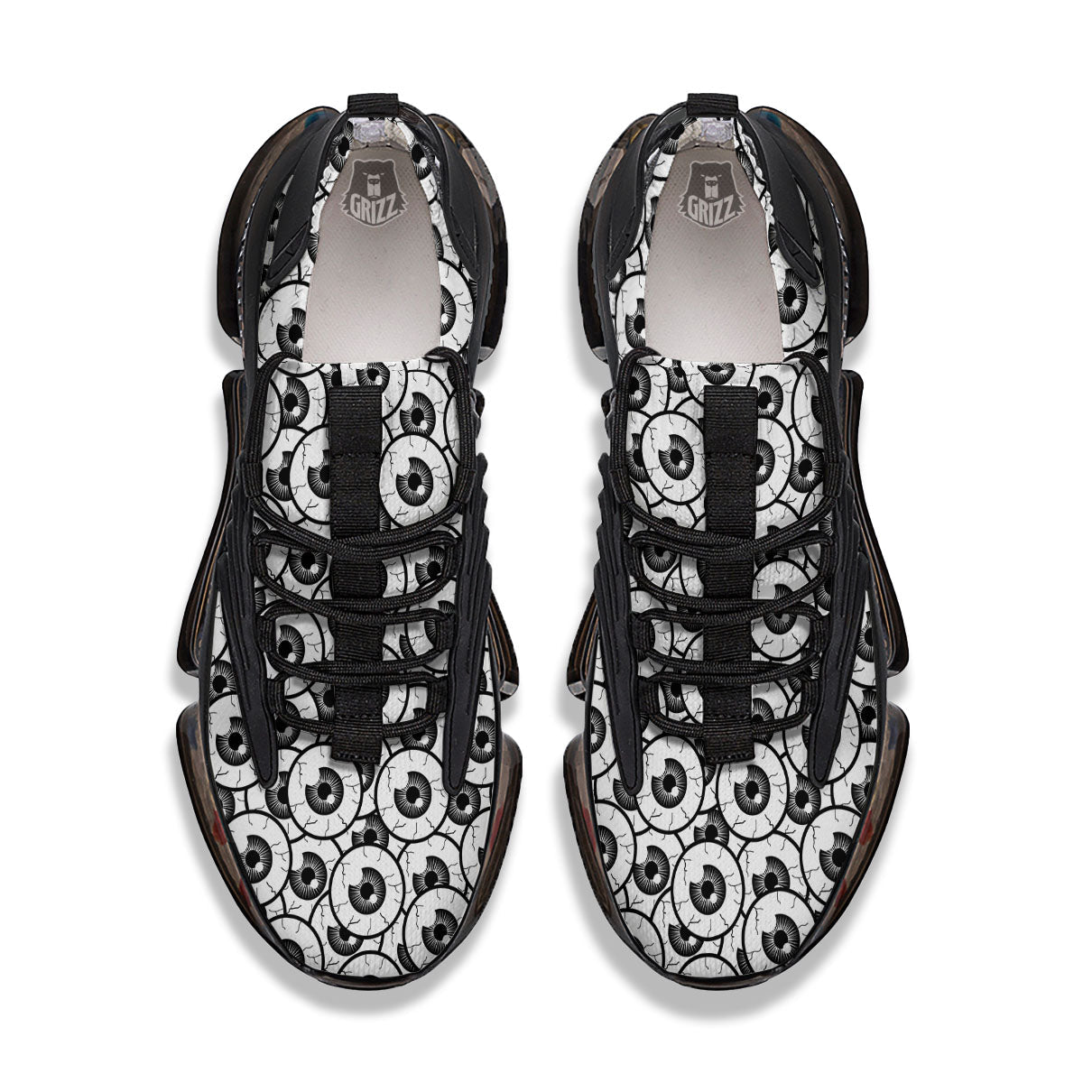Eyeball Print Pattern Black Gym Shoes-grizzshop