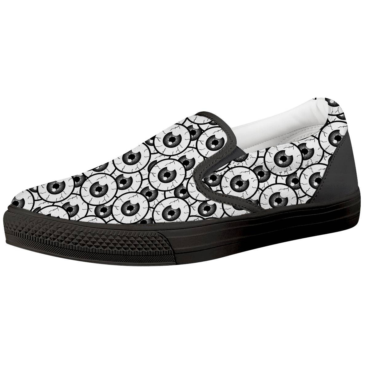 Eyeball Print Pattern Black Slip On Shoes-grizzshop