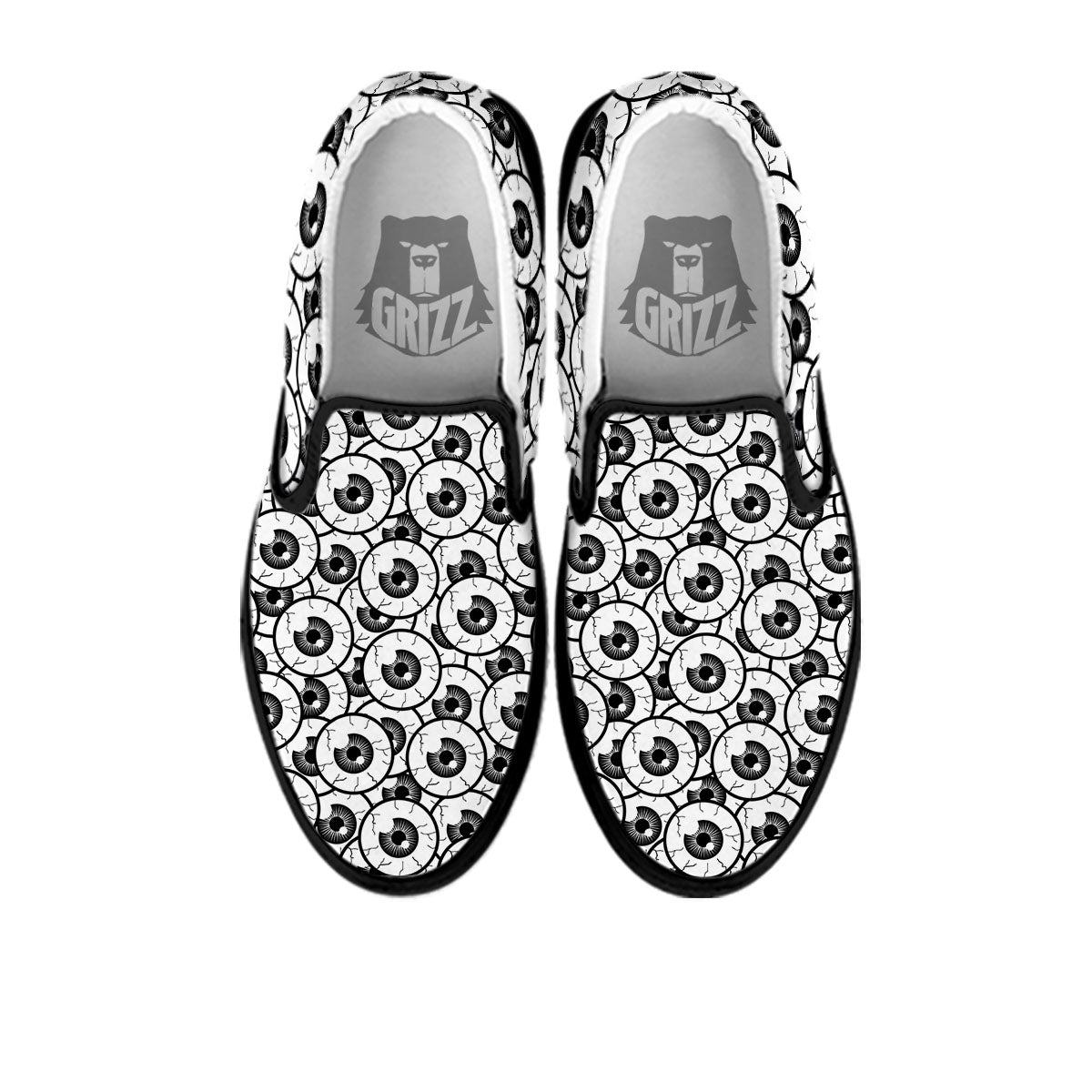 Eyeball Print Pattern Black Slip On Shoes-grizzshop