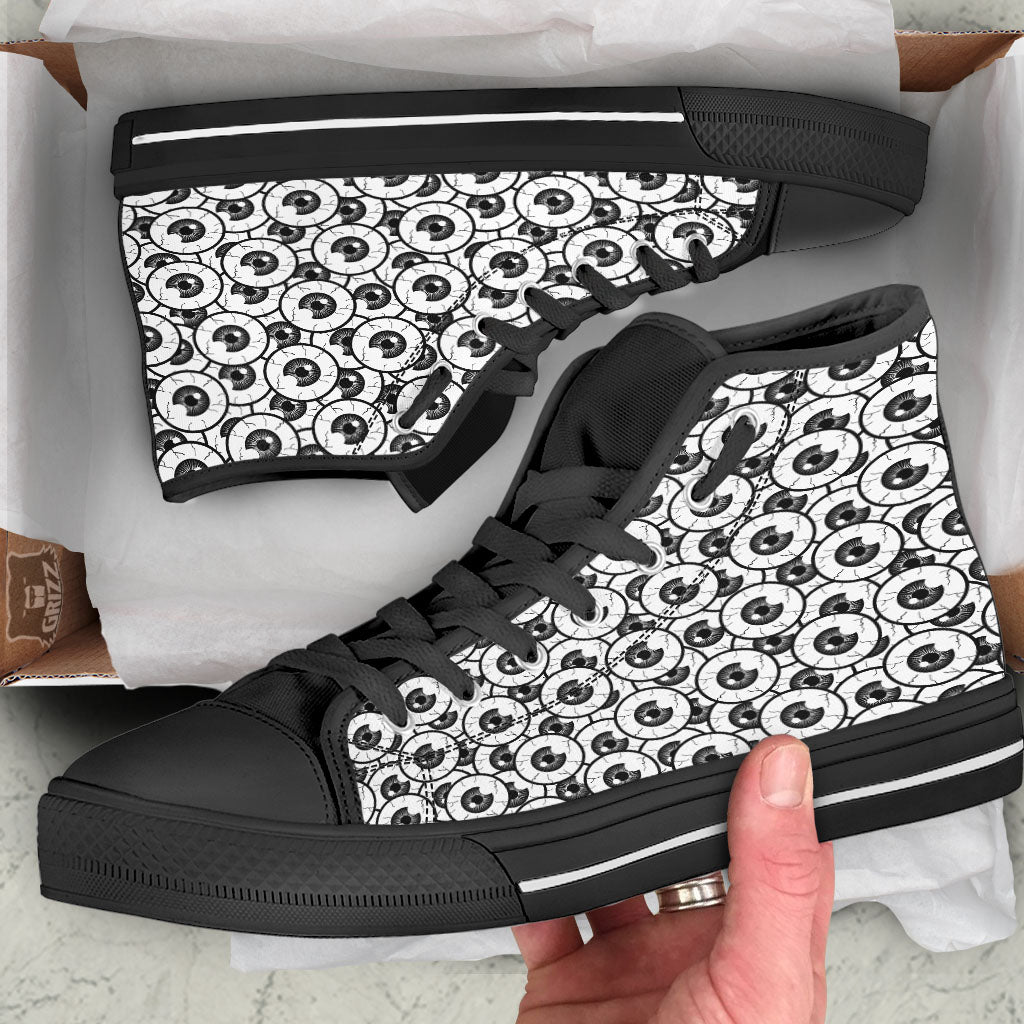 Eyeball Print Pattern High Top Shoes-grizzshop