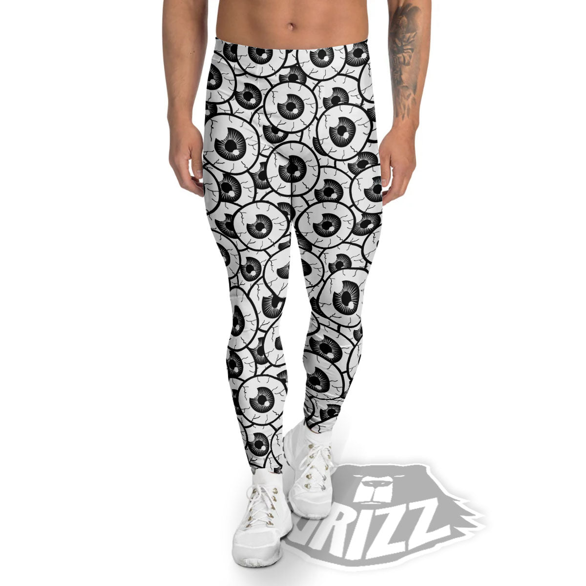 Eyeball Print Pattern Men's Leggings-grizzshop