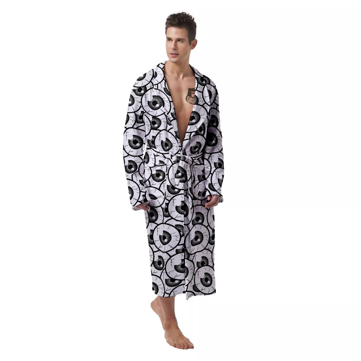 Eyeball Print Pattern Men's Robe-grizzshop