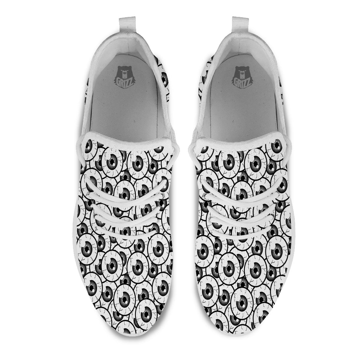 Eyeball Print Pattern White Athletic Shoes-grizzshop