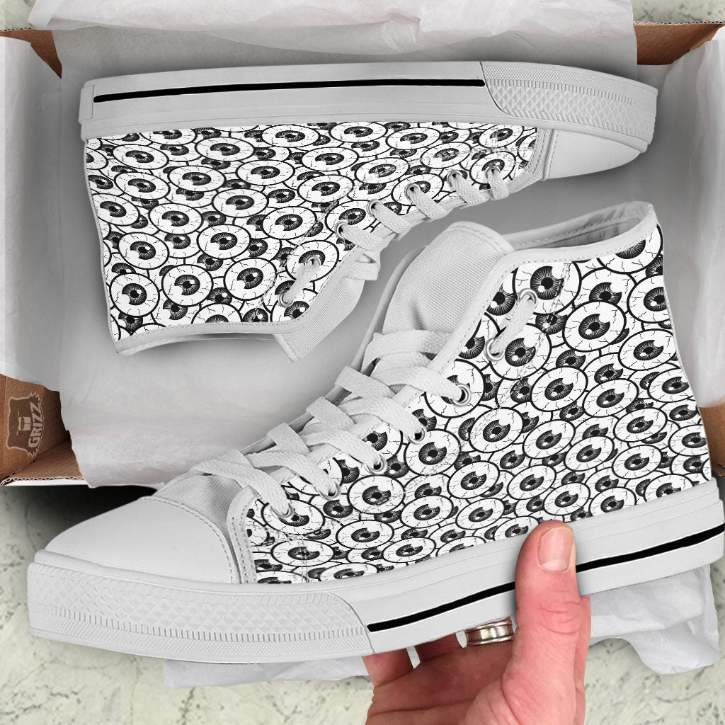 Eyeball Print Pattern White High Top Shoes-grizzshop