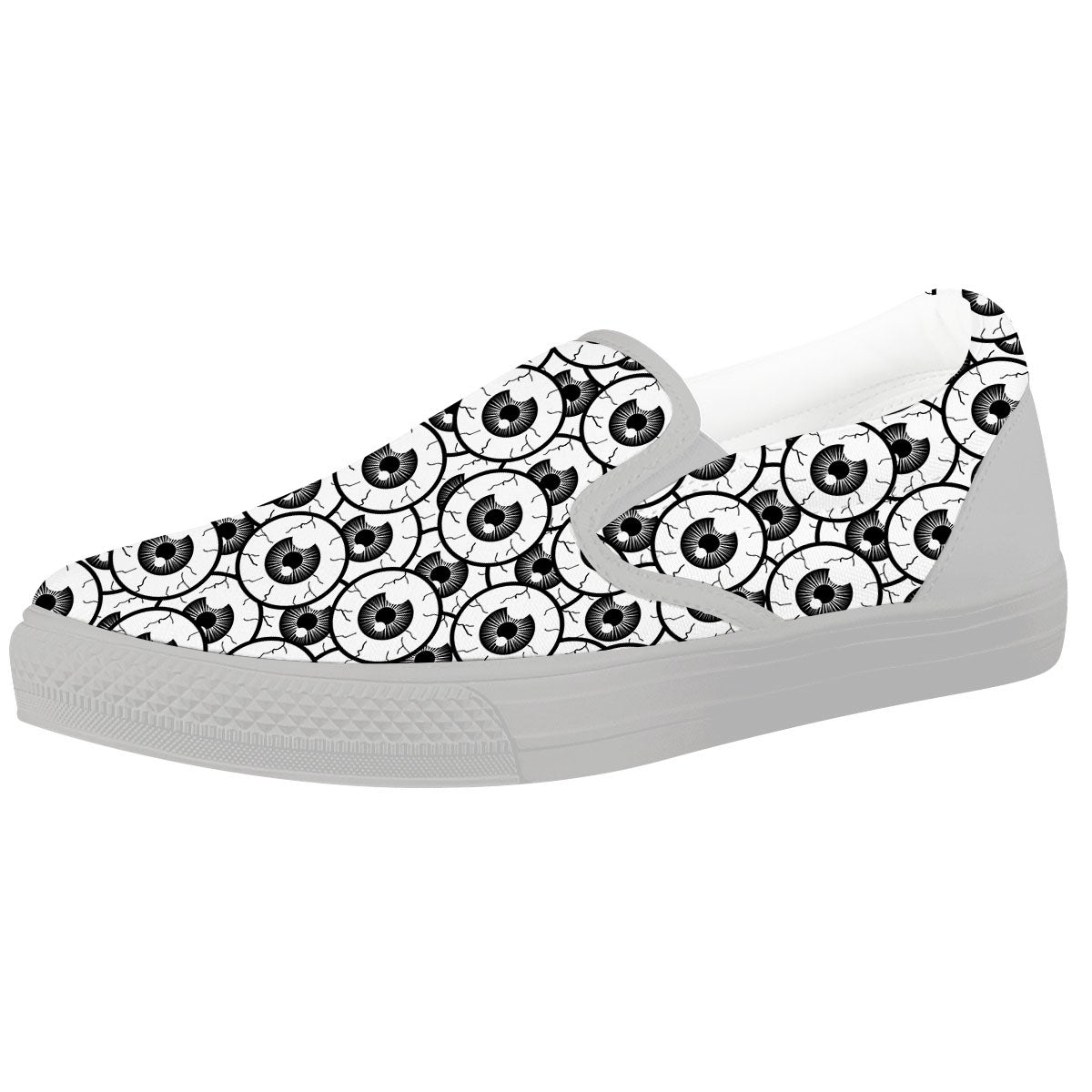 Eyeball Print Pattern White Slip On Shoes-grizzshop
