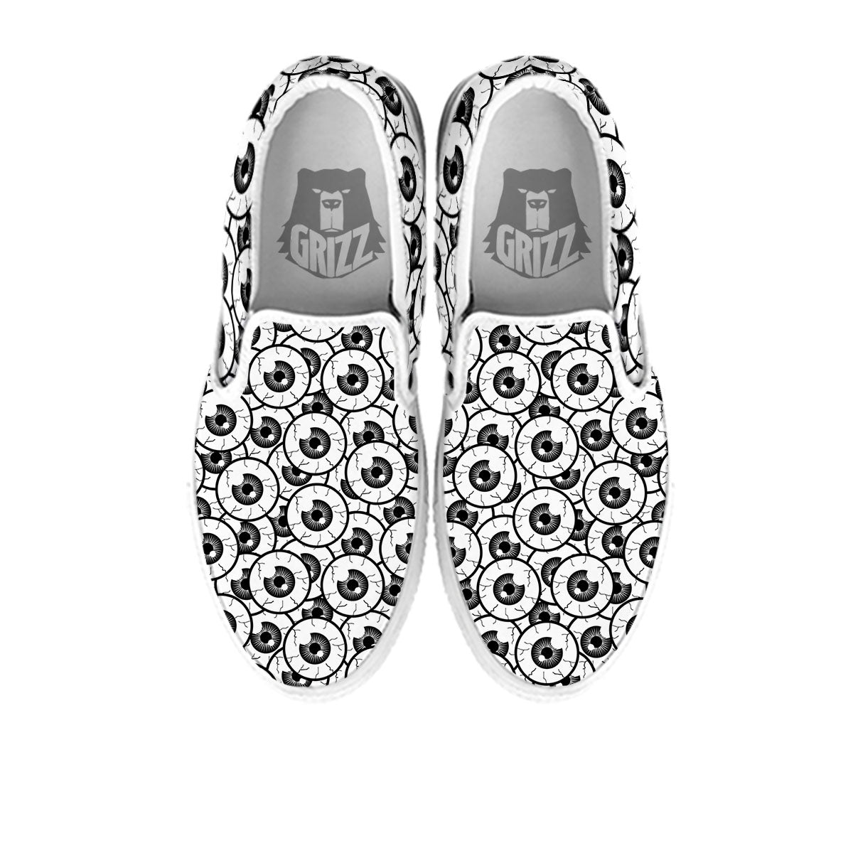 Eyeball Print Pattern White Slip On Shoes-grizzshop