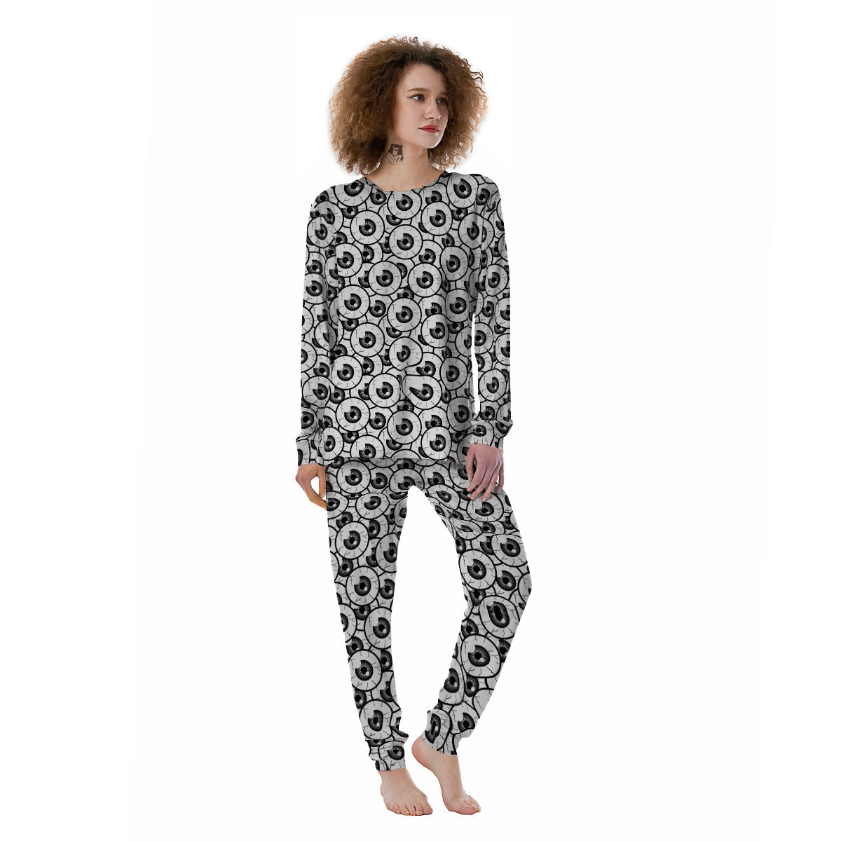 Eyeball Print Pattern Women's Pajamas-grizzshop