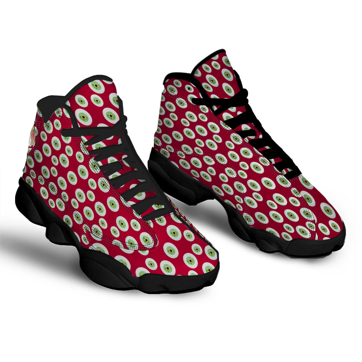 Eyeball Red Creepy Print Pattern Black Basketball Shoes-grizzshop
