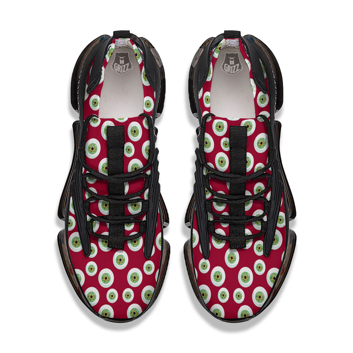 Eyeball Red Creepy Print Pattern Black Gym Shoes-grizzshop